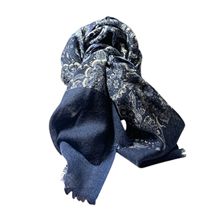 Scarf DIS.CACHEMIRE NAVY <BR/>100% WOOL